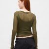 Henley-Pullover mit transparentem Rippenmuster