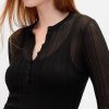Henley-Pullover mit transparentem Rippenmuster