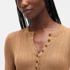 Henley-Pullover mit transparentem Rippenmuster