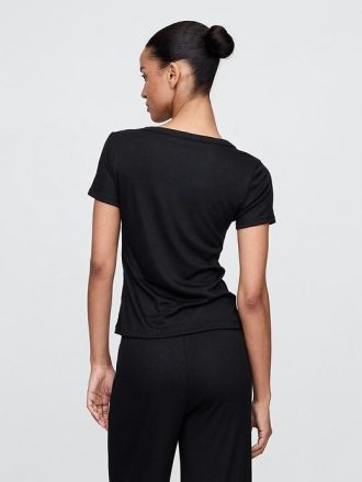 Henley-Pyjamaoberteil mit Mini-Ripp