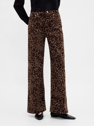 High Rise Cord-Jeans mit weitem Bein