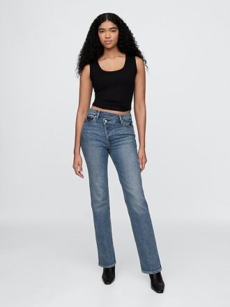 High Rise Crossover Slim Straight Jeans im 90er-Stil