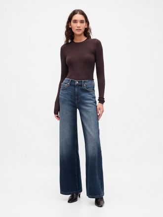 High Rise Stride Jeans mit weitem Bein