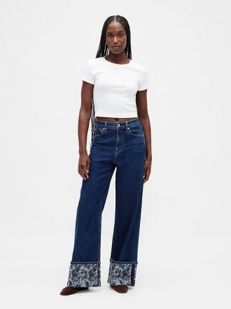 High Rise Stride Jeans mit weitem Bein