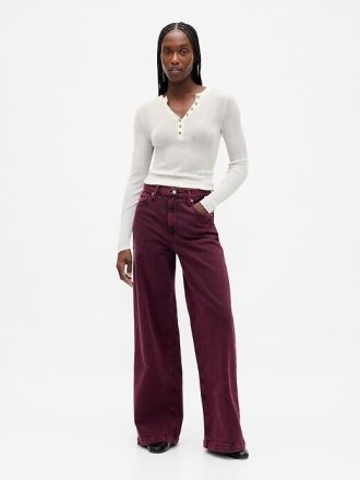 High Rise Stride Jeans mit weitem Bein
