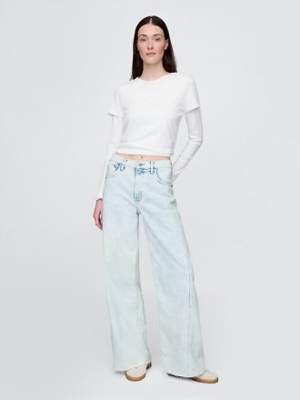 High Rise Stride Jeans mit weitem Bein