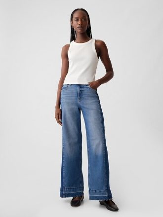 High Rise Stride Jeans mit weitem Bein