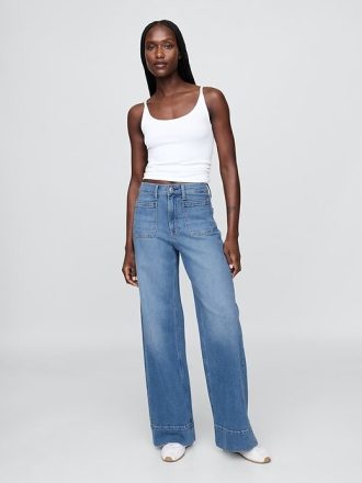 High Rise Stride Jeans mit weitem Bein