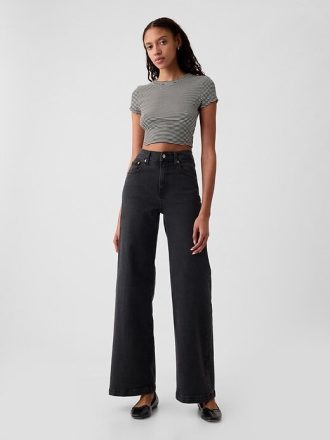 High Rise Stride Jeans mit weitem Bein