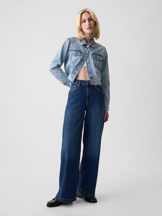 High Rise Stride Jeans mit weitem Bein