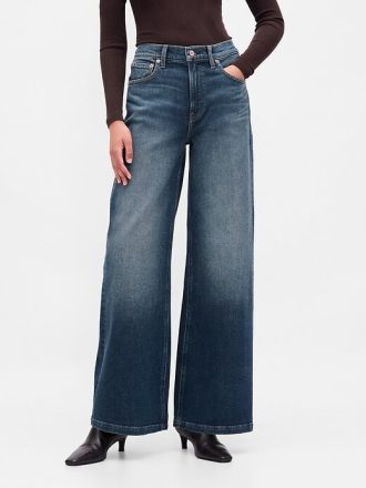 High Rise Stride Jeans mit weitem Bein