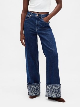 High Rise Stride Jeans mit weitem Bein