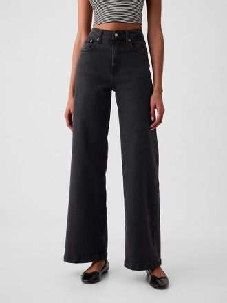 High Rise Stride Jeans mit weitem Bein
