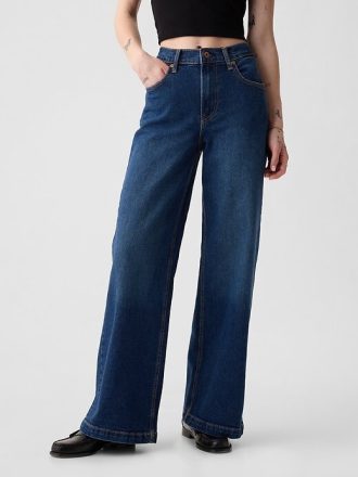 High Rise Stride Jeans mit weitem Bein
