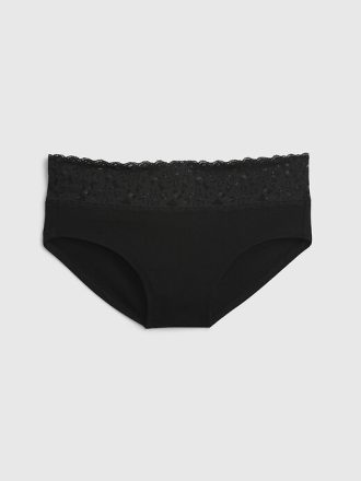 Hipster aus Bio-Stretch-Baumwolle mit Spitzenbesatz
