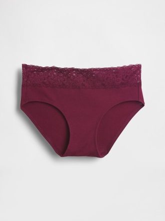 Hipster aus Bio-Stretch-Baumwolle mit Spitzenbesatz