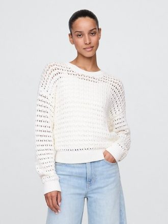 Häkelpullover mit Rundhalsausschnitt aus 100 % Baumwolle