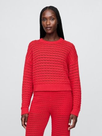 Häkelpullover mit Rundhalsausschnitt aus 100 % Baumwolle
