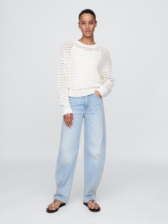 Häkelpullover mit Rundhalsausschnitt aus 100 % Baumwolle