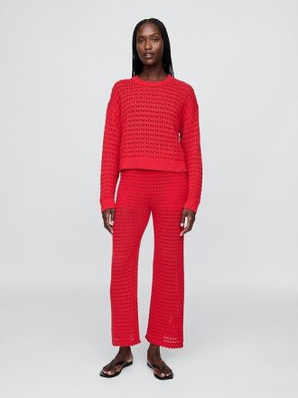 Häkelpullover mit Rundhalsausschnitt aus 100 % Baumwolle