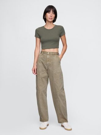 Hoch geschnittene Barrel-Jeans
