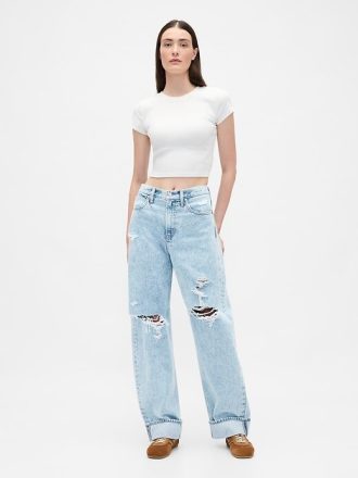 Hoch geschnittene Barrel-Jeans