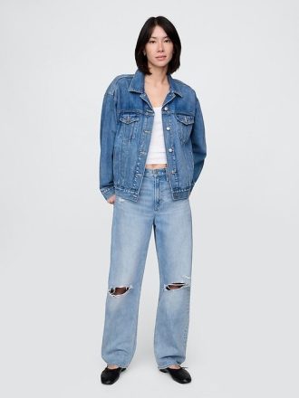 Hoch geschnittene Barrel-Jeans