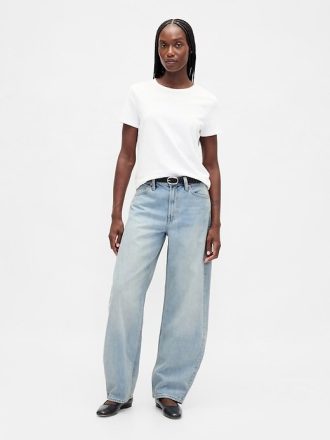 Hoch geschnittene Barrel-Jeans