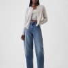 Hoch geschnittene Barrel-Jeans