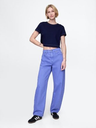 Hoch geschnittene Barrel-Jeans
