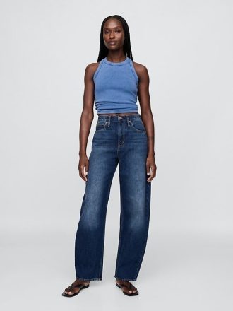 Hoch geschnittene Barrel-Jeans