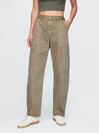 Hoch geschnittene Barrel-Jeans