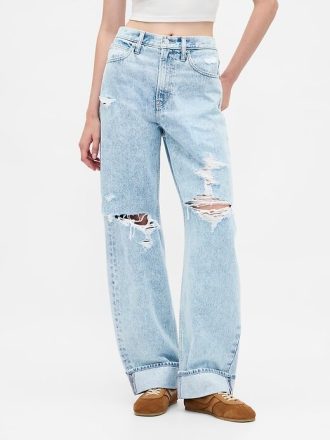 Hoch geschnittene Barrel-Jeans