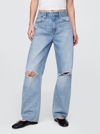 Hoch geschnittene Barrel-Jeans