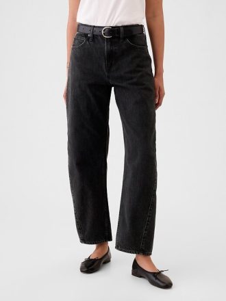 Hoch geschnittene Barrel-Jeans