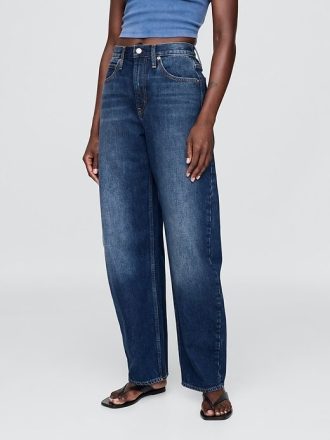 Hoch geschnittene Barrel-Jeans
