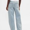 Hoch geschnittene Barrel-Jeans