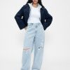 Hoch geschnittene Barrel-Jeans