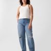 Hoch geschnittene Barrel-Jeans