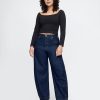 Hoch geschnittene Barrel-Jeans