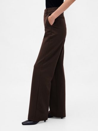 Hoch geschnittene Doppelstrickhose mit weitem Bein