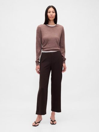 Hoch geschnittene, gerade Knöchelhose aus Twill