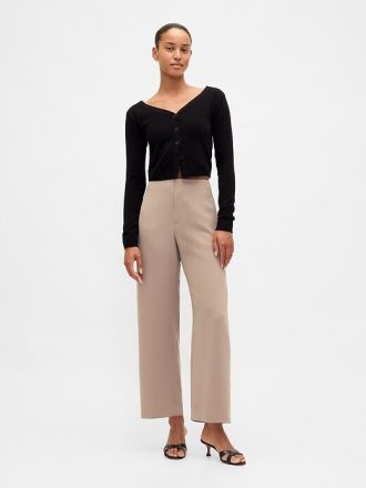 Hoch geschnittene, gerade Knöchelhose aus Twill