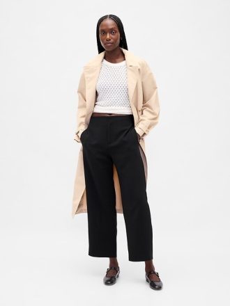 Hoch geschnittene, gerade Knöchelhose aus Twill