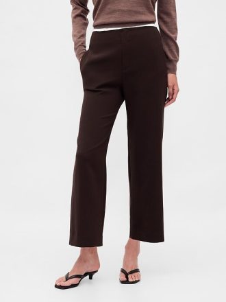 Hoch geschnittene, gerade Knöchelhose aus Twill