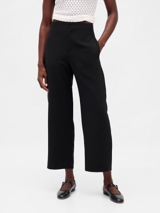 Hoch geschnittene, gerade Knöchelhose aus Twill