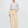 Hoch geschnittene, gestreifte Jeans in Khaki Hoch geschnittene, gestreifte Jeans in Khaki