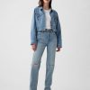 Hoch geschnittene, steife Slim Straight Jeans im 90er-Stil