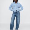 Hoch sitzende Barrel-Jeans mit Bündchen