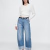 Hoch sitzende Barrel-Jeans mit Bündchen Hoch sitzende Barrel-Jeans mit Bündchen